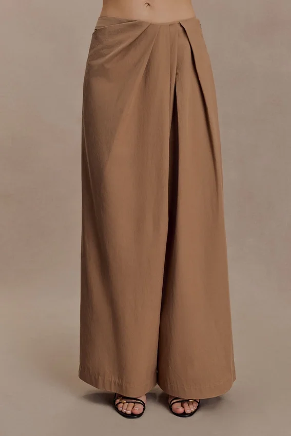 Owen Draped Wide Leg Pants – Mocha Owen Draped Wide Leg Pants – Mocha