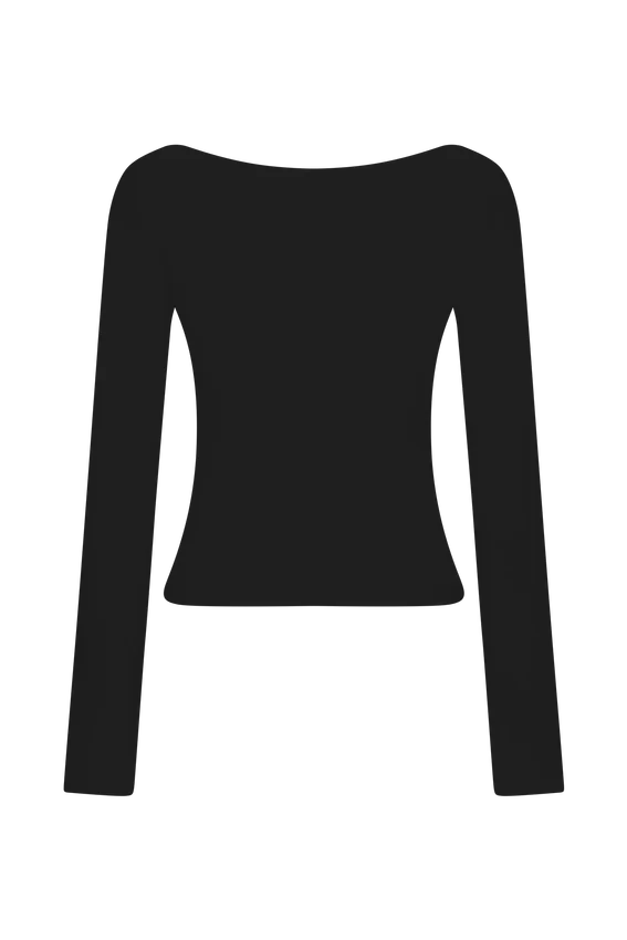 Paedyn Merino Wool Ribbed Long Sleeve Top – Black Paedyn Merino Wool Ribbed Long Sleeve Top – Black