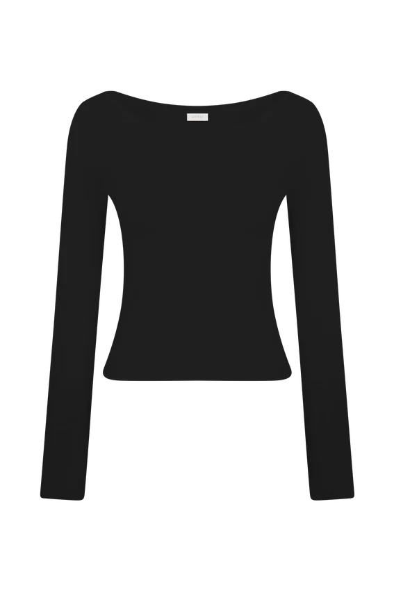 Paedyn Merino Wool Ribbed Long Sleeve Top – Black Paedyn Merino Wool Ribbed Long Sleeve Top – Black