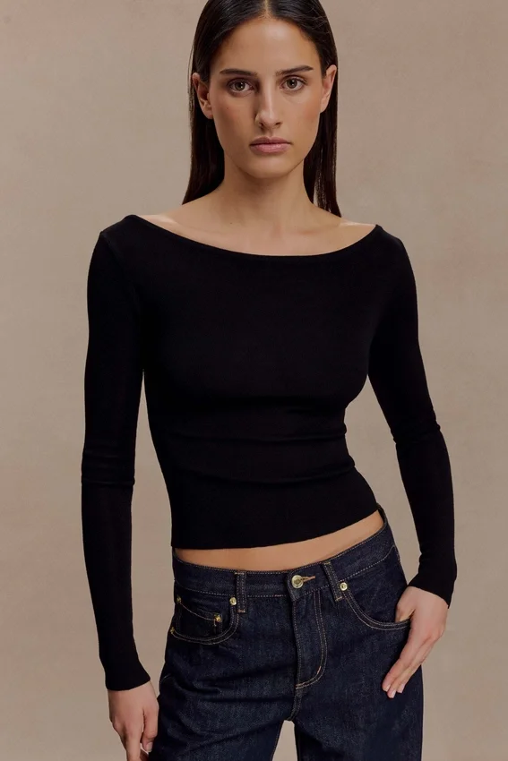 Paedyn Merino Wool Ribbed Long Sleeve Top – Black Paedyn Merino Wool Ribbed Long Sleeve Top – Black