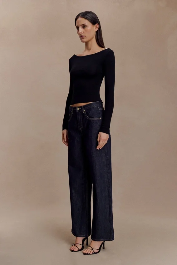 Paedyn Merino Wool Ribbed Long Sleeve Top – Black Paedyn Merino Wool Ribbed Long Sleeve Top – Black