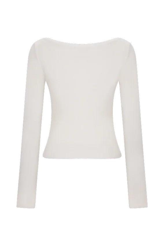 Paedyn Merino Wool Ribbed Long Sleeve Top – Ivory Paedyn Merino Wool Ribbed Long Sleeve Top – Ivory