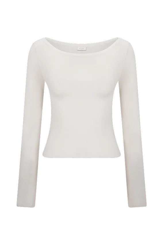 Paedyn Merino Wool Ribbed Long Sleeve Top – Ivory Paedyn Merino Wool Ribbed Long Sleeve Top – Ivory