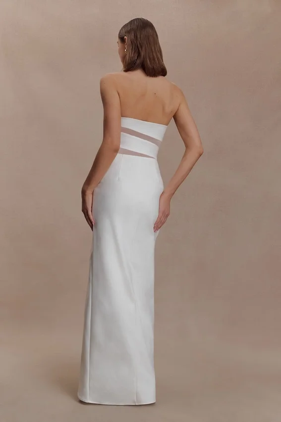 Paulina Cut Out Strapless Maxi Dress – White Paulina Cut Out Strapless Maxi Dress – White