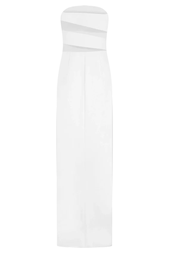 Paulina Cut Out Strapless Maxi Dress – White Paulina Cut Out Strapless Maxi Dress – White