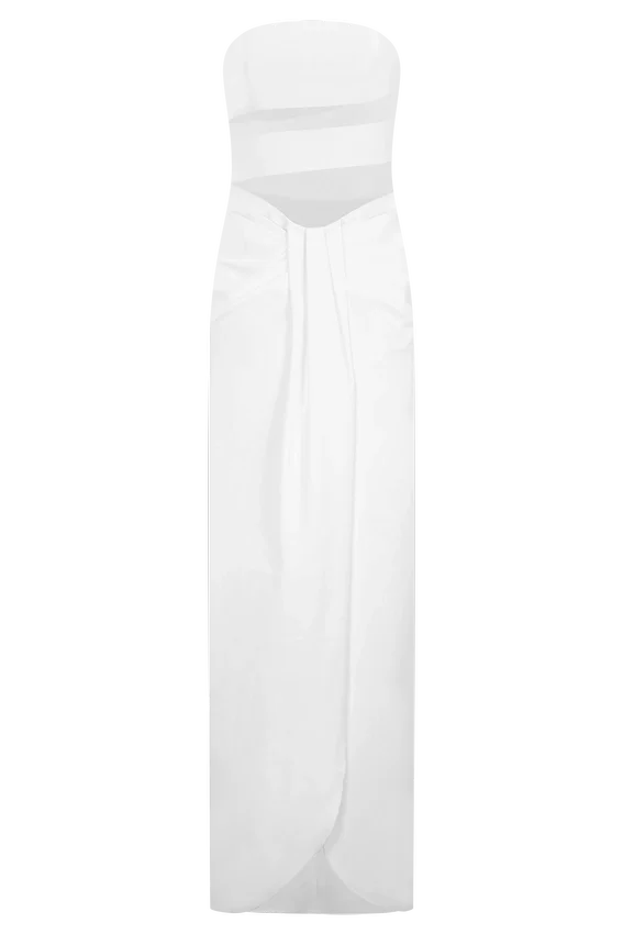 Paulina Cut Out Strapless Maxi Dress – White Paulina Cut Out Strapless Maxi Dress – White