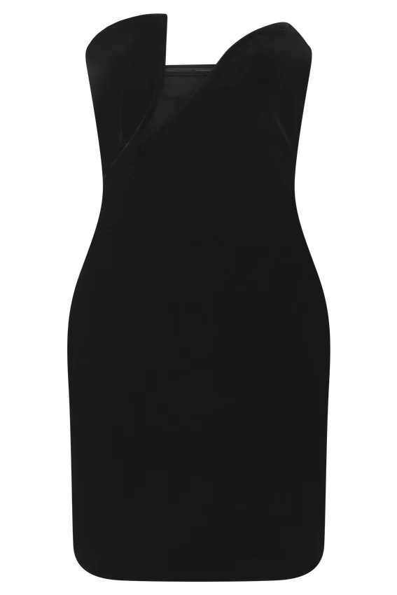 Paulina Velvet Strapless Mini Dress – Black Paulina Velvet Strapless Mini Dress – Black