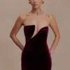 Paulina Velvet Strapless Mini Dress – Wine Paulina Velvet Strapless Mini Dress – Wine