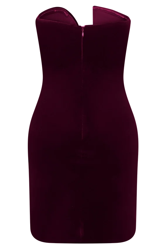 Paulina Velvet Strapless Mini Dress – Wine Paulina Velvet Strapless Mini Dress – Wine