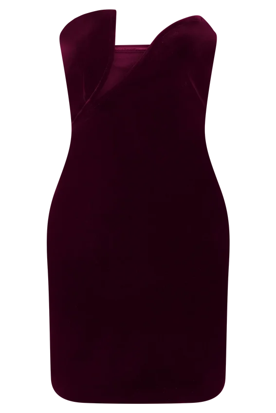 Paulina Velvet Strapless Mini Dress – Wine Paulina Velvet Strapless Mini Dress – Wine