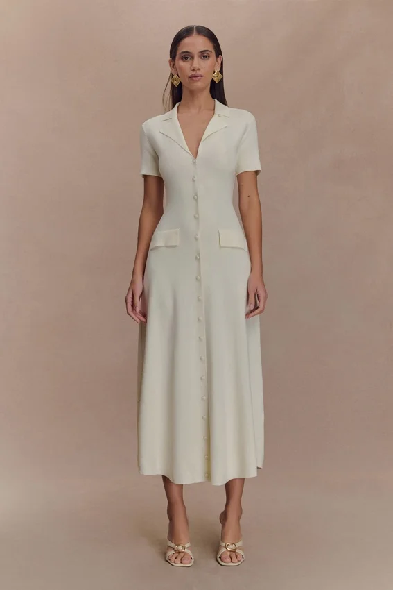 Pearson Short Sleeve Knit Midi Dress – Ivory Pearson Short Sleeve Knit Midi Dress – Ivory