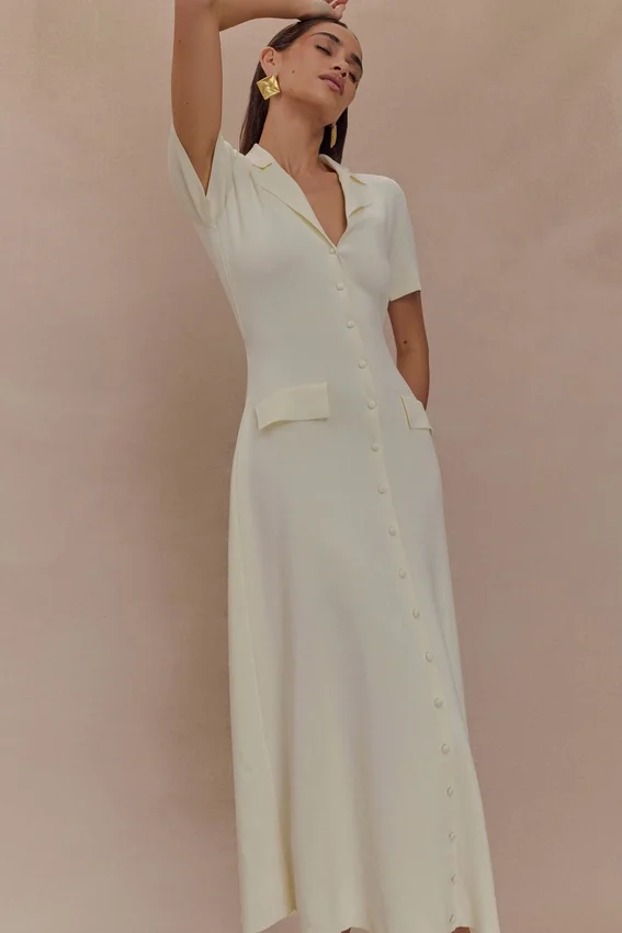 Pearson Short Sleeve Knit Midi Dress – Ivory Pearson Short Sleeve Knit Midi Dress – Ivory