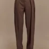 Penelope Pleated High Waisted Pants – Chocolate