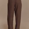 Penelope Pleated High Waisted Pants – Chocolate