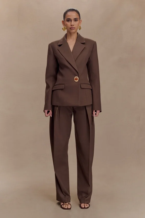 Max Cinched Waist Blazer – Chocolate Max Cinched Waist Blazer – Chocolate
