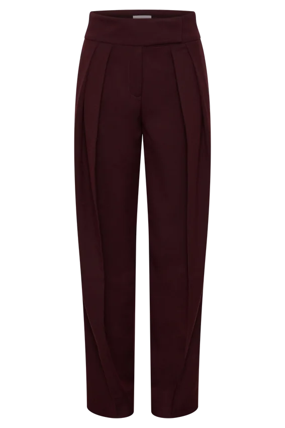 Penelope Pleated High Waisted Pants – Mahogany Penelope Pleated High Waisted Pants – Mahogany