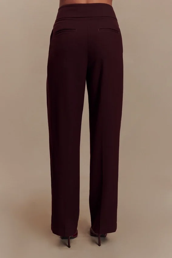 Penelope Pleated High Waisted Pants – Mahogany Penelope Pleated High Waisted Pants – Mahogany