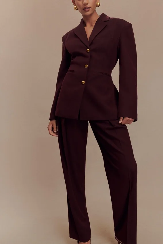 Penelope Pleated High Waisted Pants – Mahogany Penelope Pleated High Waisted Pants – Mahogany