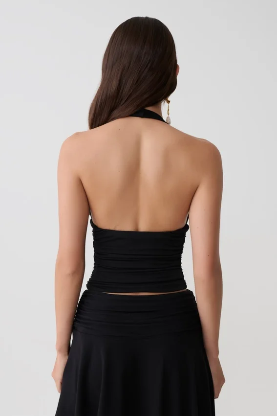 Peregrine Modal Gathered Halter Top – Black Peregrine Modal Gathered Halter Top – Black
