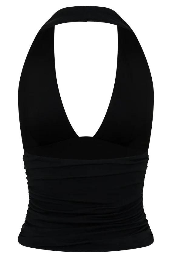 Peregrine Modal Gathered Halter Top – Black Peregrine Modal Gathered Halter Top – Black