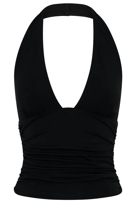 Peregrine Modal Gathered Halter Top – Black Peregrine Modal Gathered Halter Top – Black
