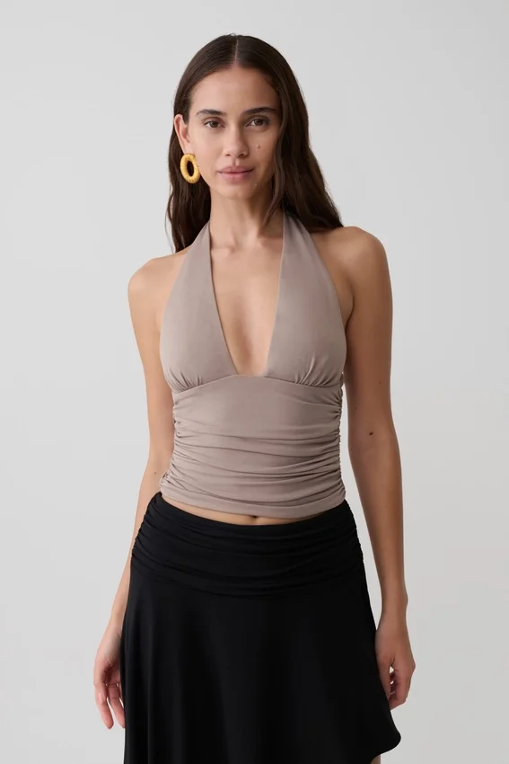 Peregrine Modal Gathered Halter Top – Neutral Peregrine Modal Gathered Halter Top – Neutral