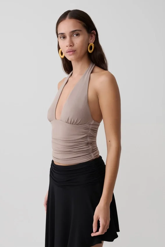 Peregrine Modal Gathered Halter Top – Neutral Peregrine Modal Gathered Halter Top – Neutral