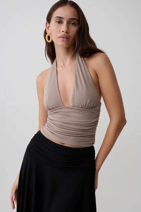 Peregrine Modal Gathered Halter Top – Neutral Peregrine Modal Gathered Halter Top – Neutral