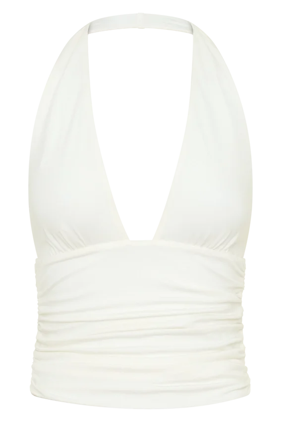 Peregrine Modal Gathered Halter Top – White Peregrine Modal Gathered Halter Top – White