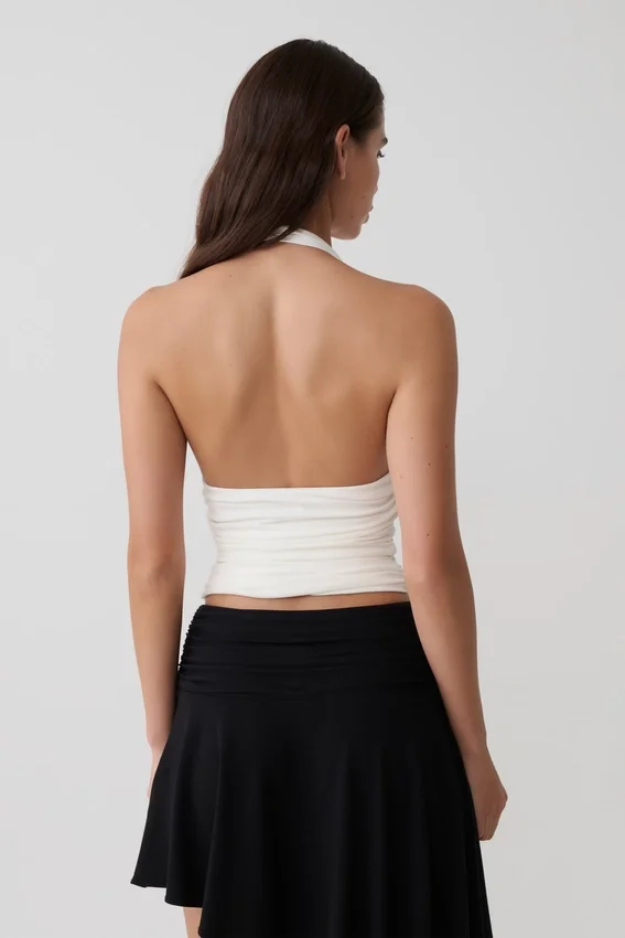 Peregrine Modal Gathered Halter Top – White Peregrine Modal Gathered Halter Top – White