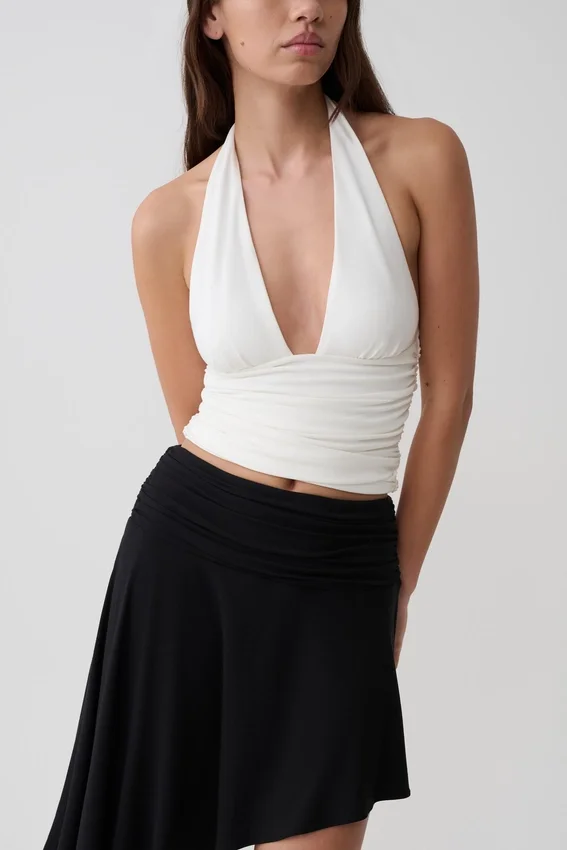 Peregrine Modal Gathered Halter Top – White Peregrine Modal Gathered Halter Top – White
