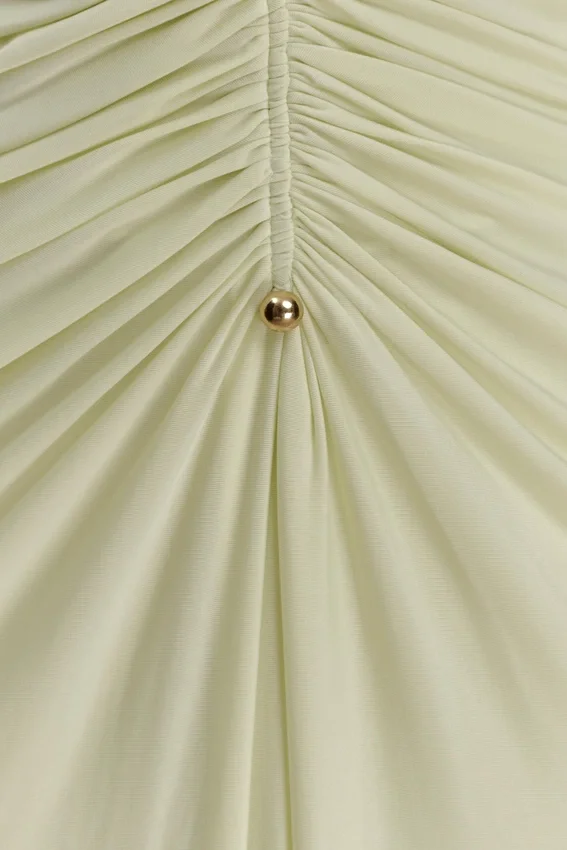 Perrie Slinky Ruched Maxi Dress – Pastel Lime Perrie Slinky Ruched Maxi Dress – Pastel Lime