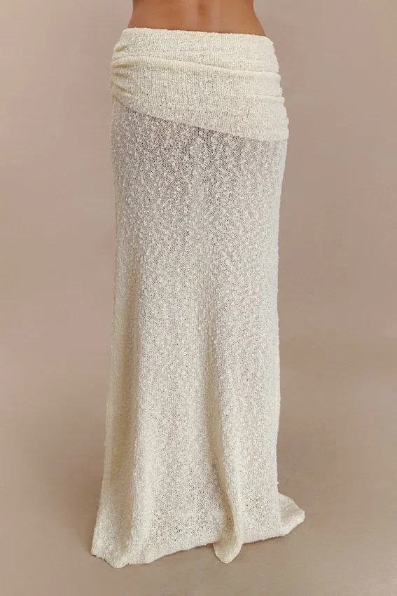 Petra Ruched Knit Maxi Skirt – Ivory Petra Ruched Knit Maxi Skirt – Ivory