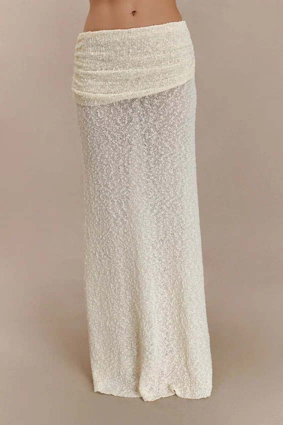 Petra Ruched Knit Maxi Skirt – Ivory Petra Ruched Knit Maxi Skirt – Ivory