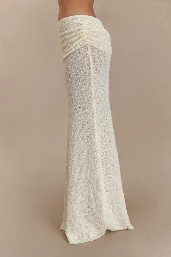 Petra Ruched Knit Maxi Skirt – Ivory Petra Ruched Knit Maxi Skirt – Ivory