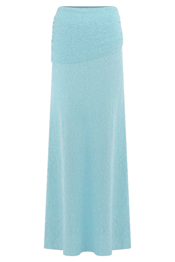 Petra Ruched Knit Maxi Skirt – Light Blue Petra Ruched Knit Maxi Skirt – Light Blue