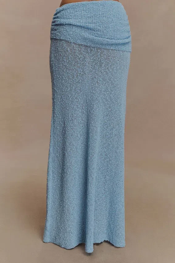 Petra Ruched Knit Maxi Skirt – Light Blue Petra Ruched Knit Maxi Skirt – Light Blue