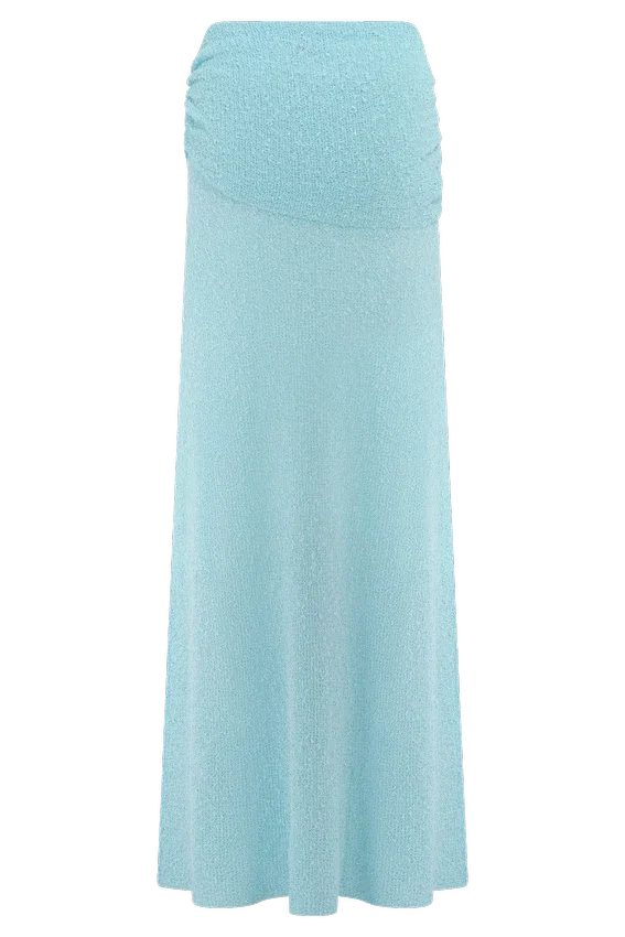 Petra Ruched Knit Maxi Skirt – Light Blue Petra Ruched Knit Maxi Skirt – Light Blue