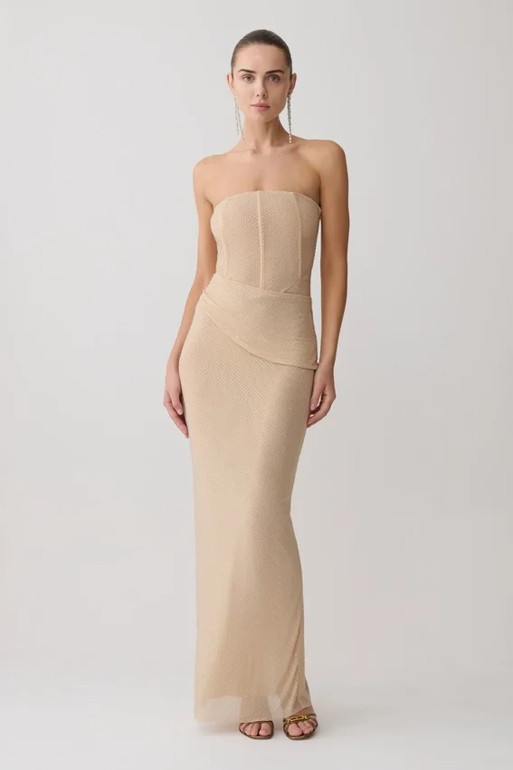 Phi Multi-Wear Cowl Diamante Maxi Dress – Gold Phi Multi-Wear Cowl Diamante Maxi Dress – Gold
