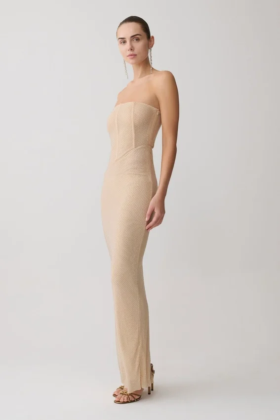 Phi Multi-Wear Cowl Diamante Maxi Dress – Gold Phi Multi-Wear Cowl Diamante Maxi Dress – Gold