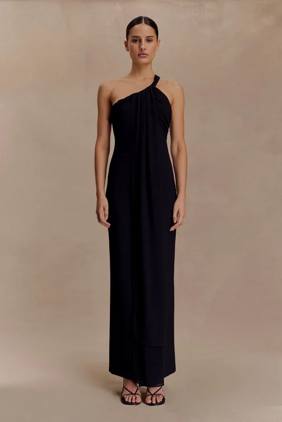 Philippa Knotted Crepe Maxi Dress – Black Philippa Knotted Crepe Maxi Dress – Black