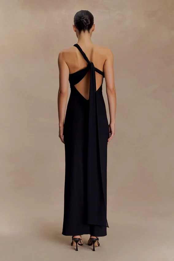 Philippa Knotted Crepe Maxi Dress – Black Philippa Knotted Crepe Maxi Dress – Black