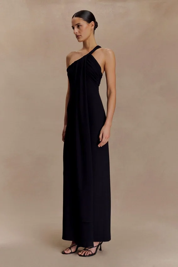 Philippa Knotted Crepe Maxi Dress – Black Philippa Knotted Crepe Maxi Dress – Black
