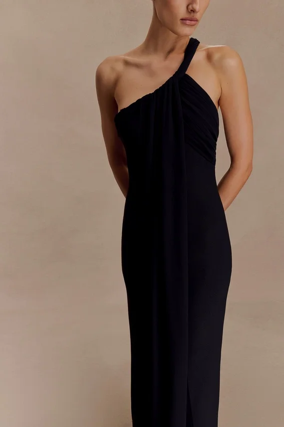 Philippa Knotted Crepe Maxi Dress – Black Philippa Knotted Crepe Maxi Dress – Black