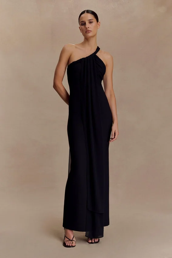 Philippa Knotted Crepe Maxi Dress – Black Philippa Knotted Crepe Maxi Dress – Black