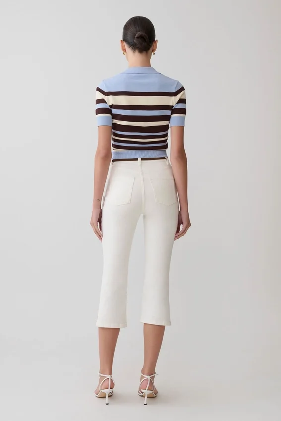Philly Stripe Knit Button Up Top – Chocolate/Blue Philly Stripe Knit Button Up Top – Chocolate/Blue