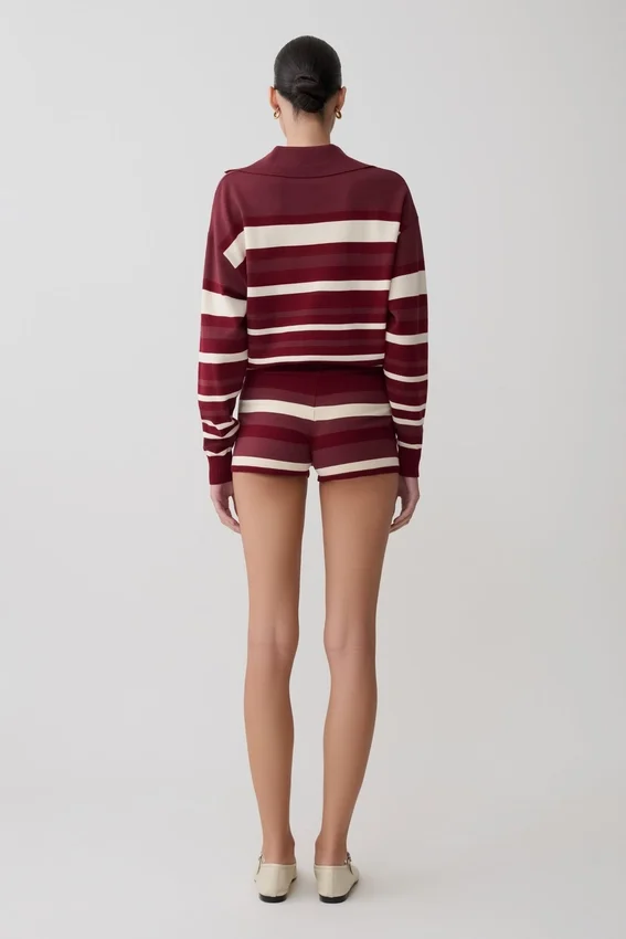 Philly Stripe Knit Short – Burgundy/Cream Philly Stripe Knit Short – Burgundy/Cream