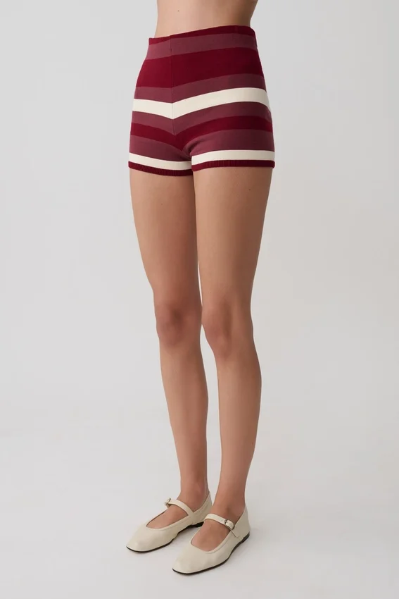 Philly Stripe Knit Short – Burgundy/Cream Philly Stripe Knit Short – Burgundy/Cream