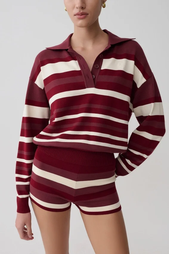 Philly Stripe Knit Short – Burgundy/Cream Philly Stripe Knit Short – Burgundy/Cream