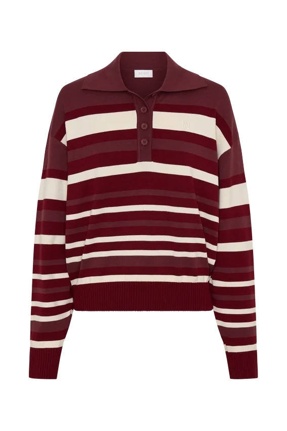 Philly Stripe Long Sleeve Knit Jumper – Burgundy/Cream Philly Stripe Long Sleeve Knit Jumper – Burgundy/Cream